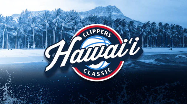 Clippers Hawaii Classic logo over a tropical island background