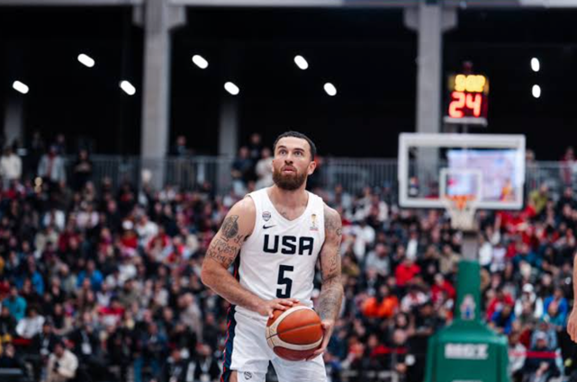 Team USA guard preparing a free throw during FIBA World Cup qualifying